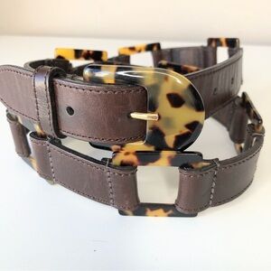 Vintage Brown Leather Tortoise WCM Henri Bendel Belt S